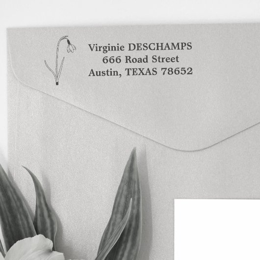 植物性スノードロップラインアートフラワー セルフインキングスタンプ