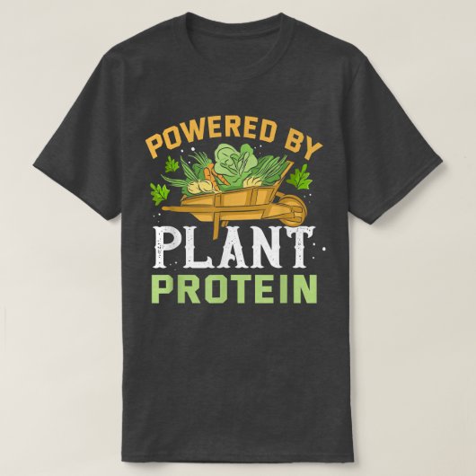 植物性タンパク質ミームビーガン植物を動力とする Tシャツ (デザイン正面)