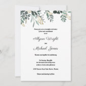 植物性ダークグリーン離れ金ゴールドカントリーウェディング 招待状 (正面)