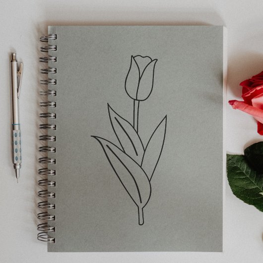 植物性チューリップラインアートフラワー ラバースタンプ
