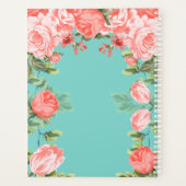 植物性ティール(緑がかった色)とサンゴ結婚花 プランナー手帳 (裏面)