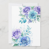 植物性ティール(緑がかった色)フローラサプライズ40歳の誕生日 招待状 (裏面)