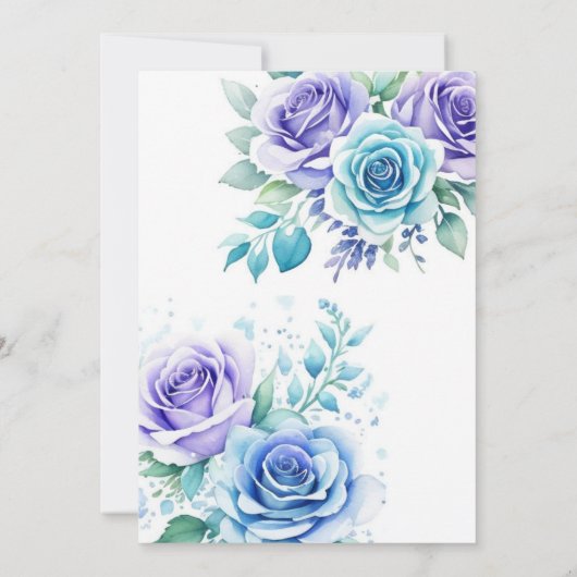 植物性ティール（緑がかった色）フローラサプライズ40歳の誕生日 招待状 (裏面)