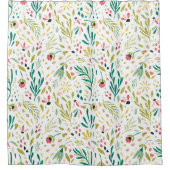 植物性テーマカラフル野フラワーパターン シャワーカーテン (正面)