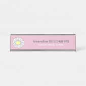 植物性デイジーフラワーピンク デスクネームプレート (正面)