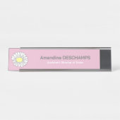 植物性デイジーフラワーピンク デスクネームプレート (正面)