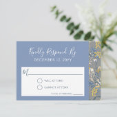 植物性デイジーフローラ結婚式招待状RSVP 出欠カード (スタンド正面)