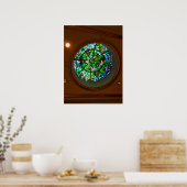 植物性デザイン付ステンドグラス天井ドーム ポスター (キッチン)