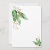 植物性トロピカルリーフフレーム&金ゴールドベビーシャワー 招待状 (裏面)