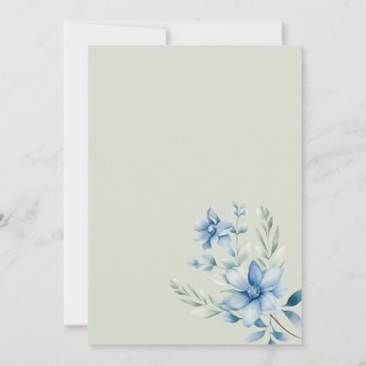 植物性ネイビーブルーミントフローラ結婚ズ 招待状 (裏面)