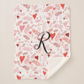 植物性ハートピンクレッドパタスタイリッシューンモノグラム シェルパブランケット (正面)