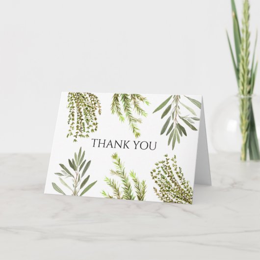 植物性ハーブのローズマリー水の色ありがとう 招待状 (正面)