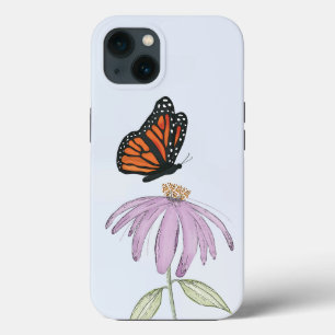 植物性バタフライと紫のフローラ自然 iPhone 13ケース