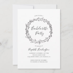 植物性バチェロレッテ。白黒 招待状