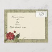 植物性バラフランスのヴィンテージ紙保存日付 案内ポストカード (裏面)