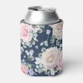植物性バラブルーヴィンテージパターン。 缶クーラー (缶正面)