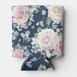 植物性バラブルーヴィンテージパターン。 缶クーラー