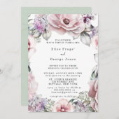 植物性バラ金ゴールドフローラ及びユーカリ結婚プス 招待状 (正面/裏面)