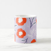 植物性パステルピンク:フローラルパターン コーヒーマグカップ (中央)