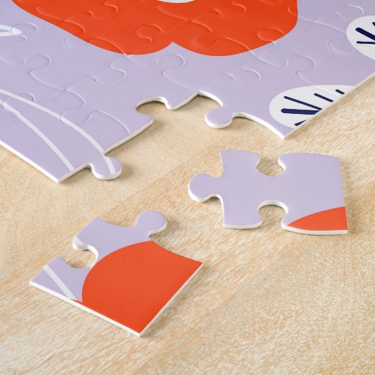 植物性パステルピンク:フローラルパターン ジグソーパズル (側面)