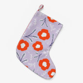 植物性パステルピンク：フローラルパターン スモールクリスマスストッキング (正面 (吊り時))