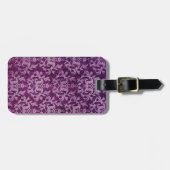 植物性パターン（の模様が）ある紫とクリーム ラゲッジタグ (正面横)