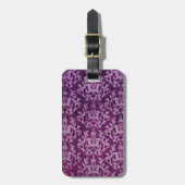 植物性パターン（の模様が）ある紫とクリーム ラゲッジタグ (正面縦)