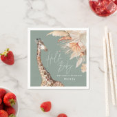 植物性パンパスグラスギラフェサファリージグリーン スタンダードカクテルナプキン (インサイチュ)