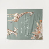 植物性パンパスグラスギラフェサファリージグリーン タペストリー (正面(横))