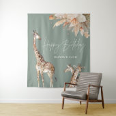 植物性パンパスグラスギラフェサファリージグリーン タペストリー (インサイチュ)