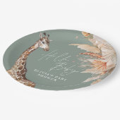 植物性パンパスグラスギラフェサファリージグリーン ペーパープレート (アングル)