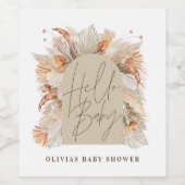 植物性パンパスグラス素朴モダンなテラコッタ ワインラベル (シングルラベル)