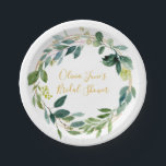 植物性パーソナライズされたユーカリプレート ペーパープレート<br><div class="desc">これらの緑と金ゴールドの植物性紙プレートは100%編集可能なので、任意のイベントに使用できる！今すぐパーソナライズ詳細!</div>