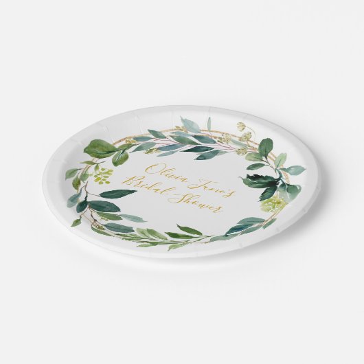 植物性パーソナライズされたユーカリプレート ペーパープレート (アングル)