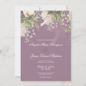 植物性パープルグリーンピンクアイボリー結婚フローラ 招待状 (正面)