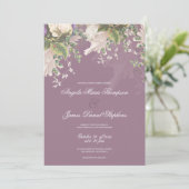 植物性パープルグリーンピンクアイボリー結婚フローラ 招待状 (スタンド正面)