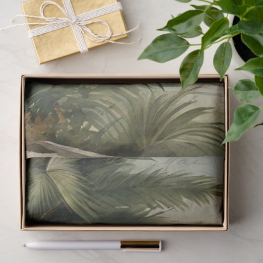 植物性パームツリーウォーターカラーエフエメラデクページ 薄葉紙 (ギフト)