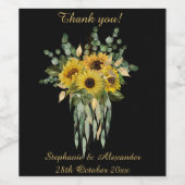 植物性ヒマワリ黒カスタマイズ可能なワインラベル ワインラベル (シングルラベル)