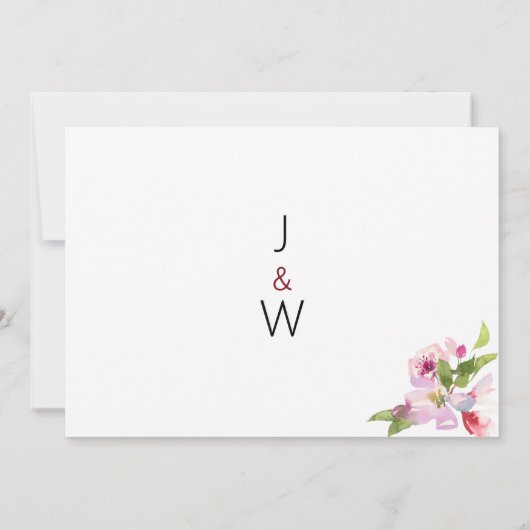 植物性ピンクさくらんぼ花の夏ありがとう 招待状 (裏面)