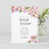植物性ピンクさくらんぼ花の夏ブライダルシャワー 招待状 (スタンド正面)
