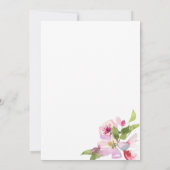 植物性ピンクさくらんぼ花の夏ブライダルシャワー 招待状 (裏面)