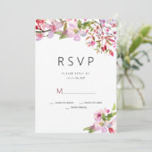 植物性ピンクさくらんぼ花サマーRSVP 招待状 (スタンド正面)