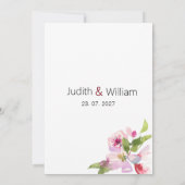 植物性ピンクさくらんぼ花サマーRSVP 招待状 (裏面)