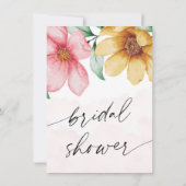 植物性ピンクと黄色のフローラブライダルシャワー 招待状 (裏面)