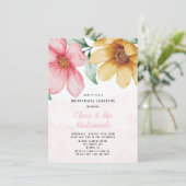 植物性ピンクと黄色のフローラ花嫁ランチ 招待状 (スタンド正面)