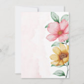 植物性ピンクと黄色のフローラ花嫁ランチ 招待状 (裏面)