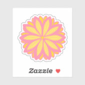 植物性ピンクと黄色の花 シール (シート)