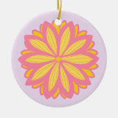 植物性ピンクと黄色の花 セラミックオーナメント (正面)