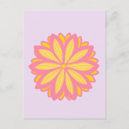 植物性ピンクと黄色の花 ポストカード