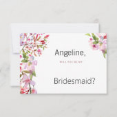 植物性ピンクのさくらんぼの花の夏の花嫁メイド 招待状 (正面)